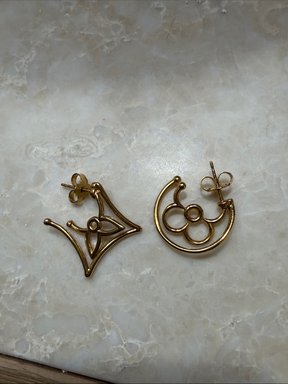 Louis Vuitton Gold Monogram Floral Stud Earrings